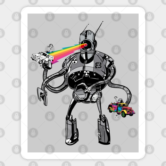 Rainbow Lazer Bot Magnet by BeeryMethod